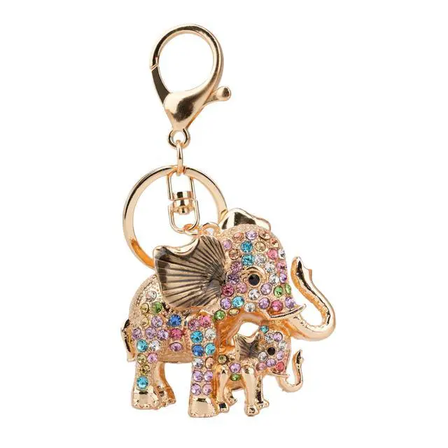 Alt view image 2 of 2 - Lucky Elephant Keychain Rhinestone Key Chain for Women Car Purse Handbag Charm (Colours B)