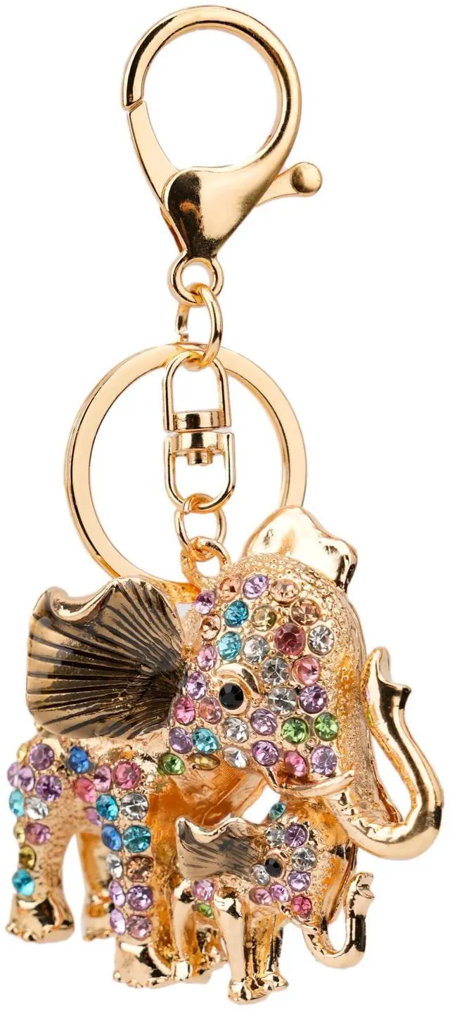 Main image of Lucky Elephant Keychain Rhinestone Key Chain for Women Car Purse Handbag Charm (Colours B)