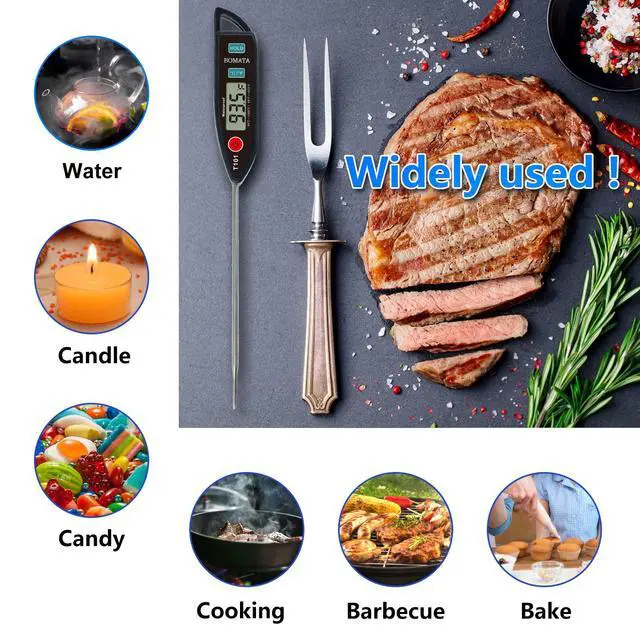 Alt view image 7 of 7 - Digital Water Thermometer for Water, Liquid, Candle and Cooking. Instant Read Food Thermometer Waterproof IPX7 with Long Probe for Cooking, Meat, BBQ! T101 (Black Color)