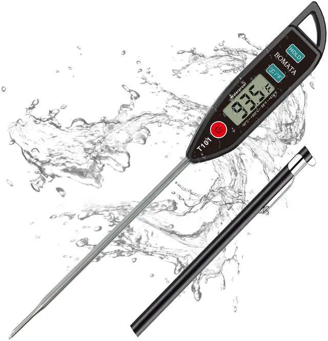 Main image of Digital Water Thermometer for Water, Liquid, Candle and Cooking. Instant Read Food Thermometer Waterproof IPX7 with Long Probe for Cooking, Meat, BBQ! T101 (Black Color)