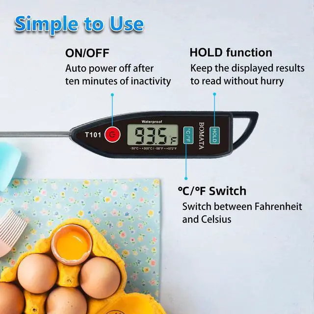 Alt view image 5 of 7 - Digital Water Thermometer for Water, Liquid, Candle and Cooking. Instant Read Food Thermometer Waterproof IPX7 with Long Probe for Cooking, Meat, BBQ! T101 (Black Color)
