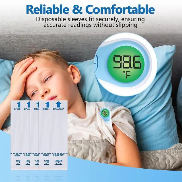 Alt view image 3 of 7 - 100 Pack Thermometer Probe Covers Compatible with Vicks - Disposable Thermometer Sleeves, Convenient to Use and Enhance Comfort, Clear Temperature Sheath Sleeves for Oral and Rectal