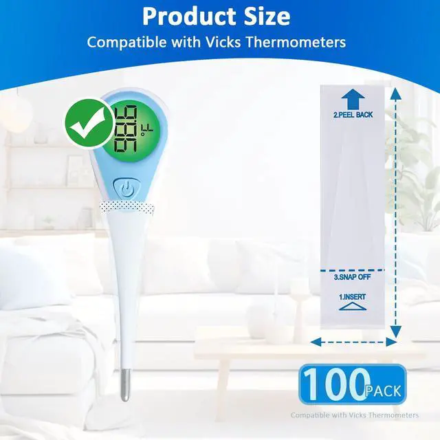 Alt view image 6 of 7 - 100 Pack Thermometer Probe Covers Compatible with Vicks - Disposable Thermometer Sleeves, Convenient to Use and Enhance Comfort, Clear Temperature Sheath Sleeves for Oral and Rectal
