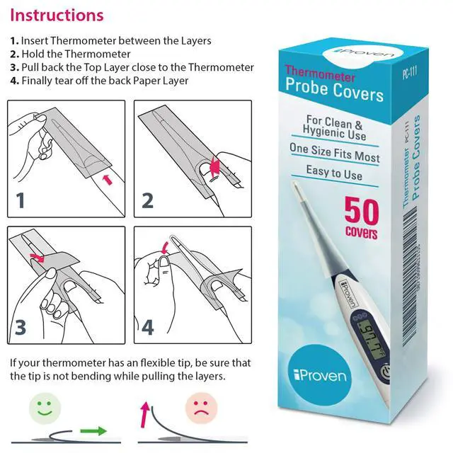 Alt view image 3 of 5 - Disposable Probe Covers for Oral Thermometer and Rectal Thermometer, 50 Count - iProven PC-111