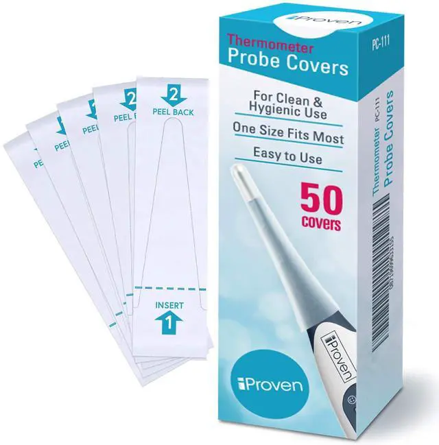 Main image of Disposable Probe Covers for Oral Thermometer and Rectal Thermometer, 50 Count - iProven PC-111