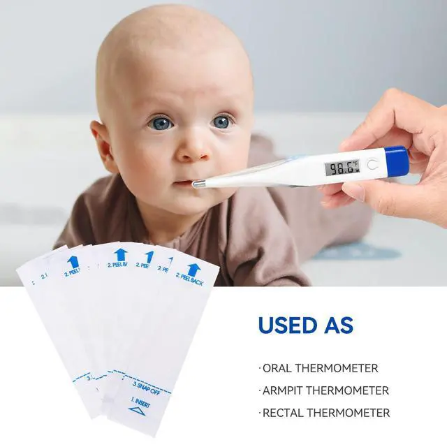 Alt view image 7 of 7 - Disposable Digital Thermometers Probe Covers Set of 100 Oral Rectal Thermometer Probe Cover Universal Thermometers Sleeves for Adult and Kids