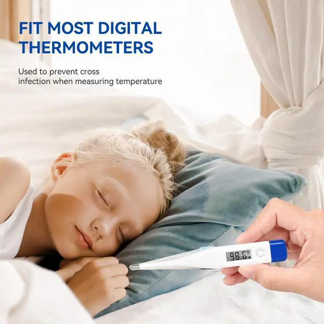 Alt view image 2 of 7 - Disposable Digital Thermometers Probe Covers Set of 100 Oral Rectal Thermometer Probe Cover Universal Thermometers Sleeves for Adult and Kids