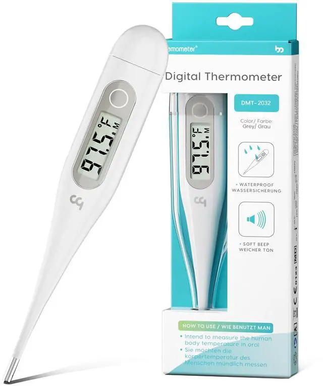 Main image of Thermometer for Adults and Kids, Digital Thermometer with Fever Alert, Memory Recall, C/F Switchable, for Oral, Rectal or Under Arm Use, Grey