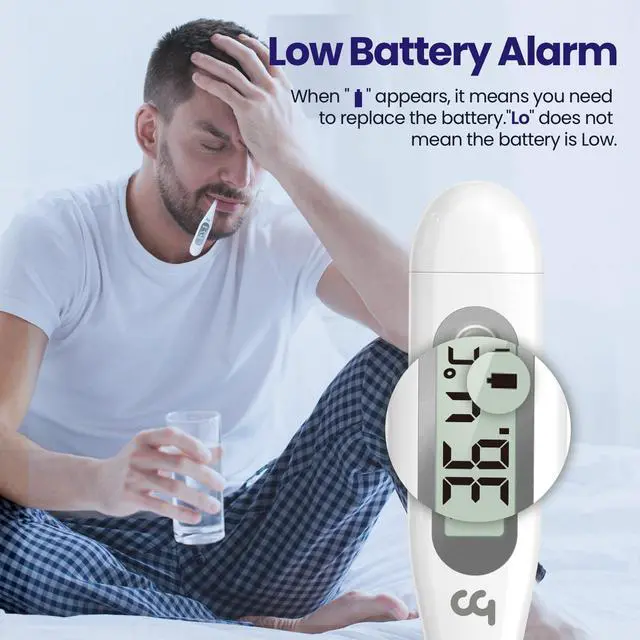 Alt view image 2 of 7 - Thermometer for Adults and Kids, Digital Thermometer with Fever Alert, Memory Recall, C/F Switchable, for Oral, Rectal or Under Arm Use, Grey
