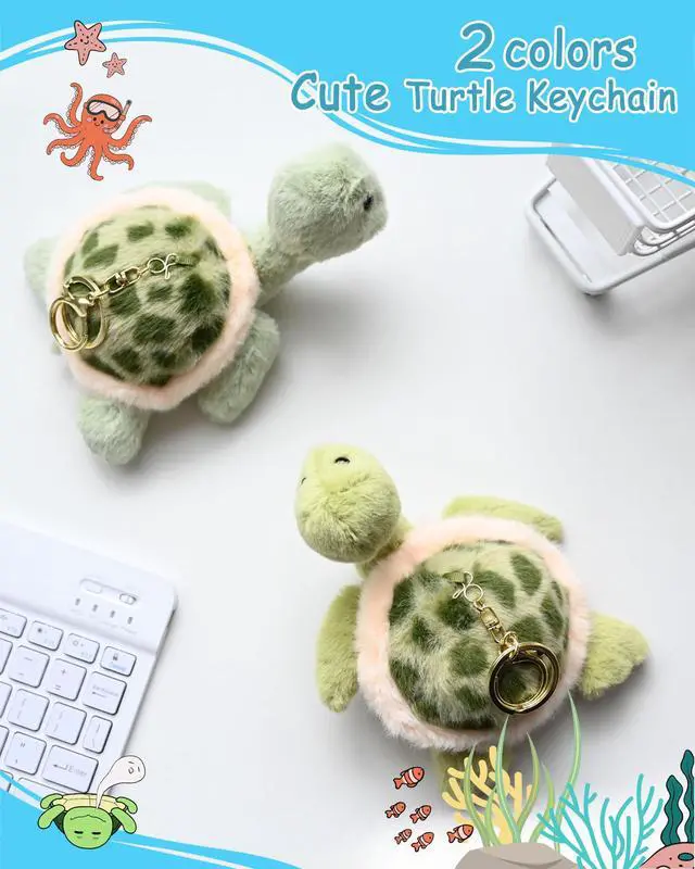 Alt view image 2 of 7 - Cute Keychain Turtle Plush Keychain for Backpack 4.7" Inch Turtle Key Chain Purse Charm Pendant Gift for Women Light Green