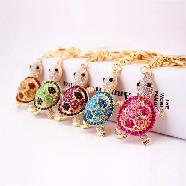 Alt view image 2 of 7 - Cute Turtle Shape Crystal Rhinestone Sparkling Keychain Bag Pendant Handbag Charm for Women Girls(Green)