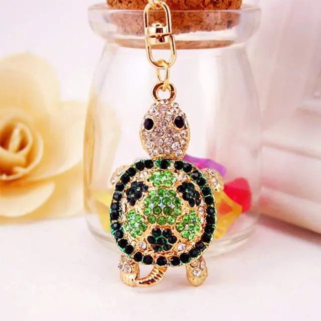 Alt view image 3 of 7 - Cute Turtle Shape Crystal Rhinestone Sparkling Keychain Bag Pendant Handbag Charm for Women Girls(Green)