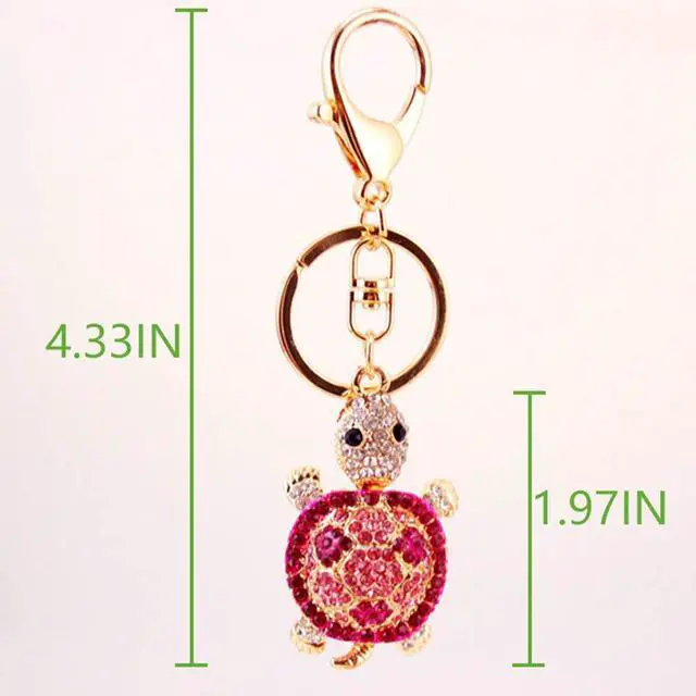 Alt view image 5 of 7 - Cute Turtle Shape Crystal Rhinestone Sparkling Keychain Bag Pendant Handbag Charm for Women Girls(Green)