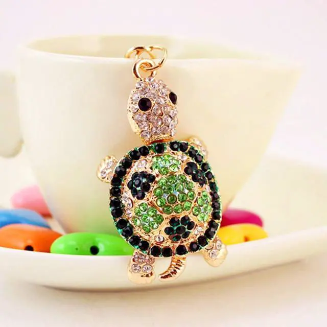 Alt view image 4 of 7 - Cute Turtle Shape Crystal Rhinestone Sparkling Keychain Bag Pendant Handbag Charm for Women Girls(Green)