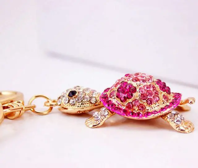 Alt view image 6 of 7 - Cute Turtle Shape Crystal Rhinestone Sparkling Keychain Bag Pendant Handbag Charm for Women Girls(Green)