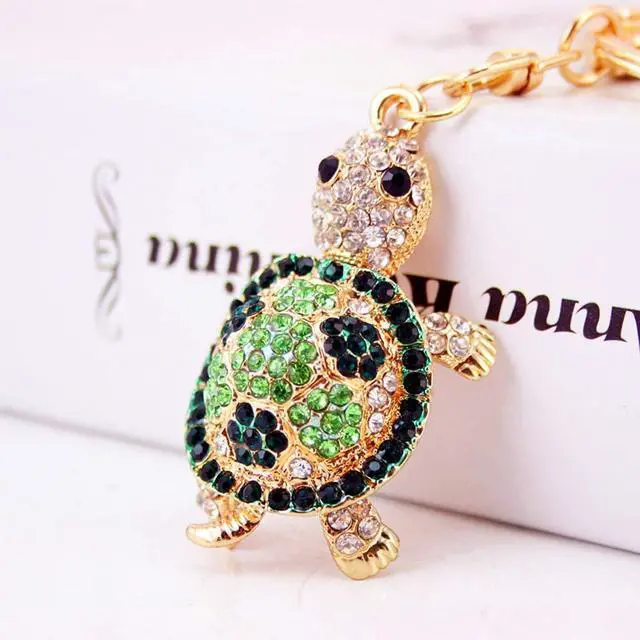 Main image of Cute Turtle Shape Crystal Rhinestone Sparkling Keychain Bag Pendant Handbag Charm for Women Girls(Green)