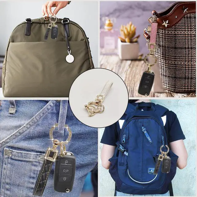Alt view image 6 of 7 - Microfiber Leather Car Keychain, Bling Diamond Keychains for Women
