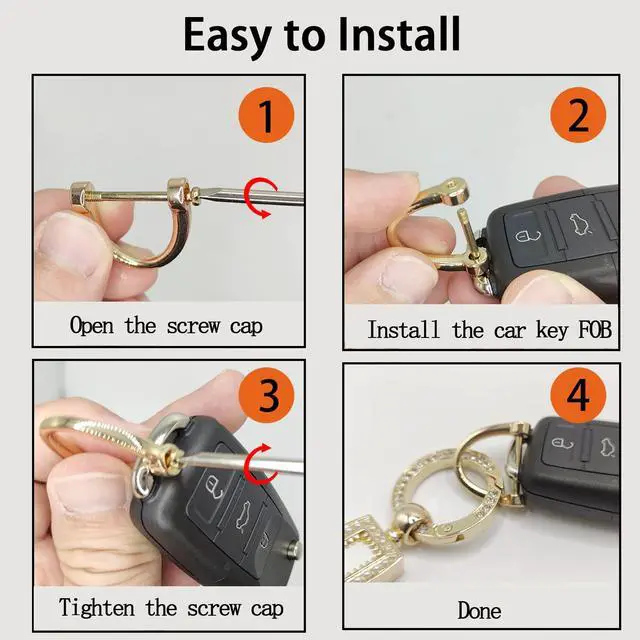 Alt view image 3 of 7 - Microfiber Leather Car Keychain, Bling Diamond Keychains for Women