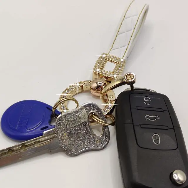 Alt view image 7 of 7 - Microfiber Leather Car Keychain, Bling Diamond Keychains for Women