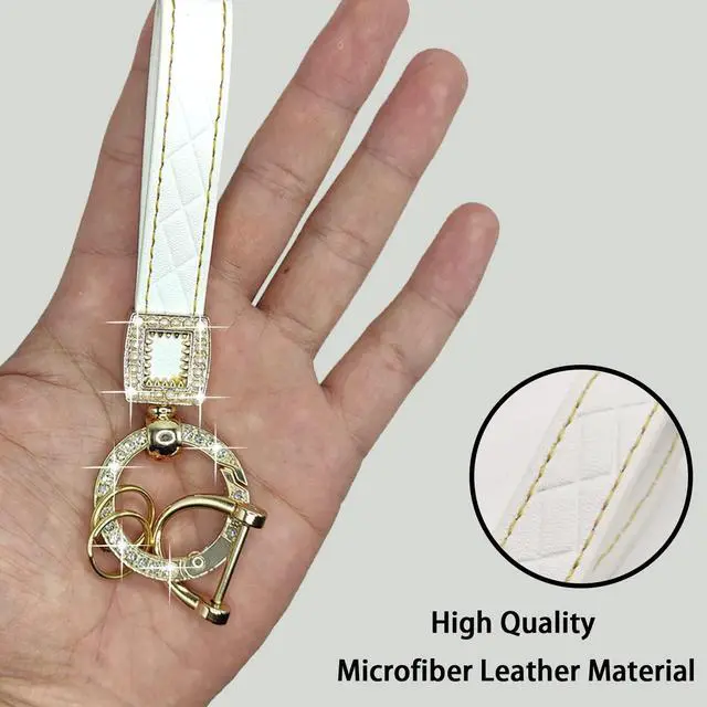 Alt view image 5 of 7 - Microfiber Leather Car Keychain, Bling Diamond Keychains for Women
