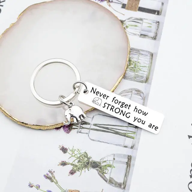 Alt view image 2 of 7 - Elephant Gifts For Women Strong Woman Small Gift For Woman Elephant Keychain Best Inspirational Gifts For Women Uplifting Gift For Friend Family Animal Lovers You Are Strong