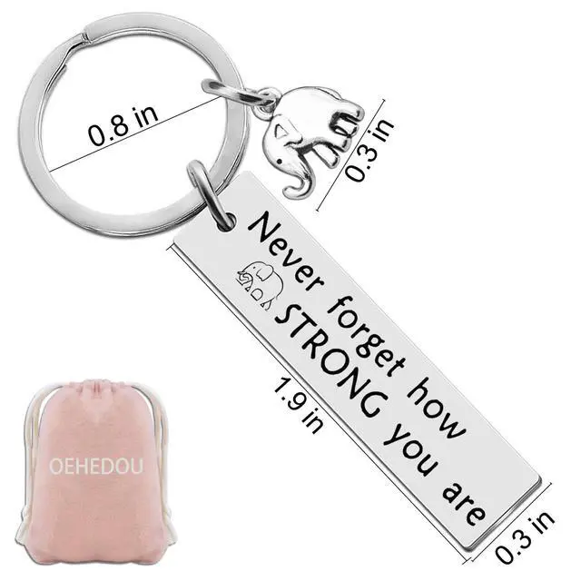Alt view image 7 of 7 - Elephant Gifts For Women Strong Woman Small Gift For Woman Elephant Keychain Best Inspirational Gifts For Women Uplifting Gift For Friend Family Animal Lovers You Are Strong