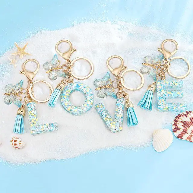 Alt view image 5 of 5 - Fashion Alphabet Initial Letter Keychains for Women Butterfly Pendant Key Ring for Wallet Backpack bag charm('D')