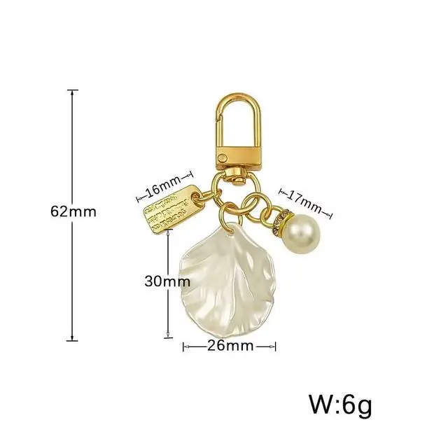 Alt view image 2 of 7 - Gold Pendant Handbag Rhinestones Keychain Keyring Shell Purse Charm Crystal Pearl Keychains Car Ring Accessories