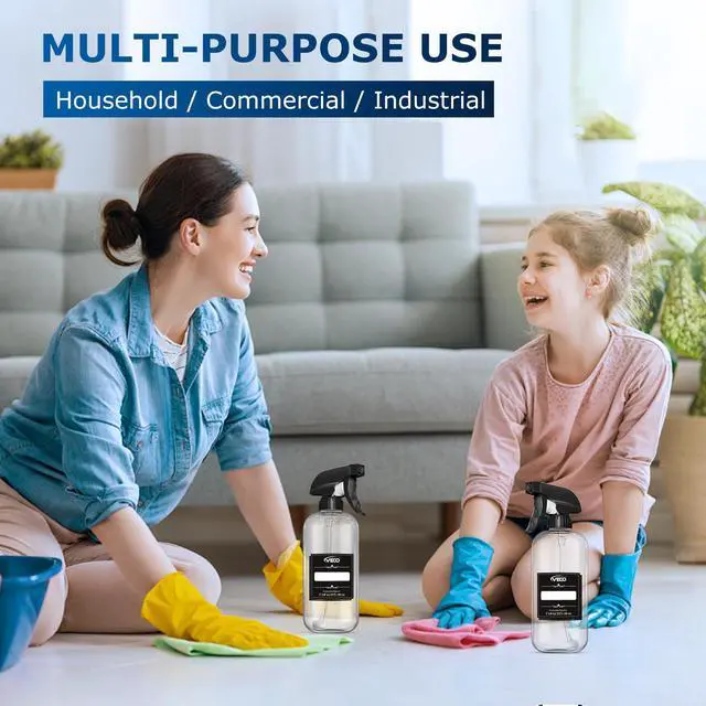 Alt view image 6 of 7 - 300mL (10oz) 360° Spray Bottles, 2-Pack Adjustable Nozzle, Leak-Resistant spray bottles for Cleaning, Plants, Hair & Pet Use + Foldable Funnel