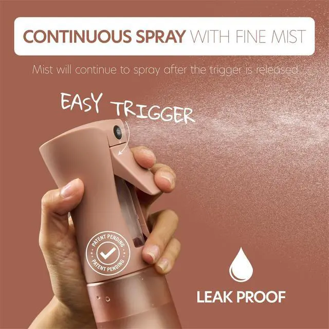 Alt view image 3 of 6 - 10 OZ Continuous Spray Bottles - Ultra Fine Mist Sprayer | Water Spray Bottle For Hair Stuff, Mister Spray Bottle For Plants Mister | Hair Spray Bottles For Hairstyling, Cleaning, Salons