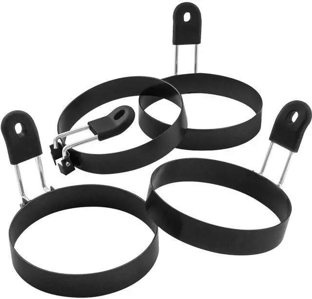 Main image of Large 3.5" Nonstick Egg Rings Set of 4, Round Crumpet Ring Mold Shaper for English Muffins Pancake Cooking Griddle - Portable Grill Accessories for Camping Indoor Breakfast Sandwich Burger