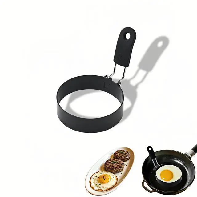 Main image of Stainless Steel Egg Rings 3.5 Inch for Pancakes, Non-Stick Egg Mold with Silicone Handle, No-Leak Breakfast Round Mold for Frying Eggs, English Muffins, Burgers, Dishwasher Safe