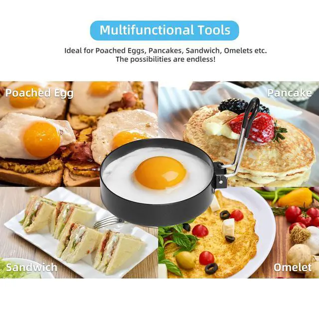 Alt view image 2 of 5 - 4 Pack 3.5 Inch Nonstick Stainless Steel Egg Rings for Frying Eggs