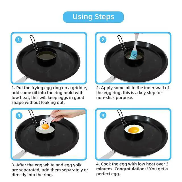 Alt view image 4 of 5 - 4 Pack 3.5 Inch Nonstick Stainless Steel Egg Rings for Frying Eggs