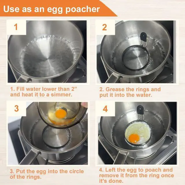 Alt view image 6 of 7 - Large 3.5" Nonstick Egg Rings Set of 4, Round Crumpet Ring Mold Shaper for English Muffins Pancake Cooking Griddle - Portable Grill Accessories for Camping Indoor Breakfast Sandwich Burger
