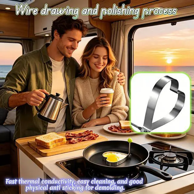 Alt view image 7 of 7 - Stainless Steel Egg Rings 4 Pack 3.5 Inch Non Stick Fried Egg Mold for Frying Pan, Omelette Ring Set for Breakfast Sandwich, Heart Star Flower Round Pancake Cooking Tool