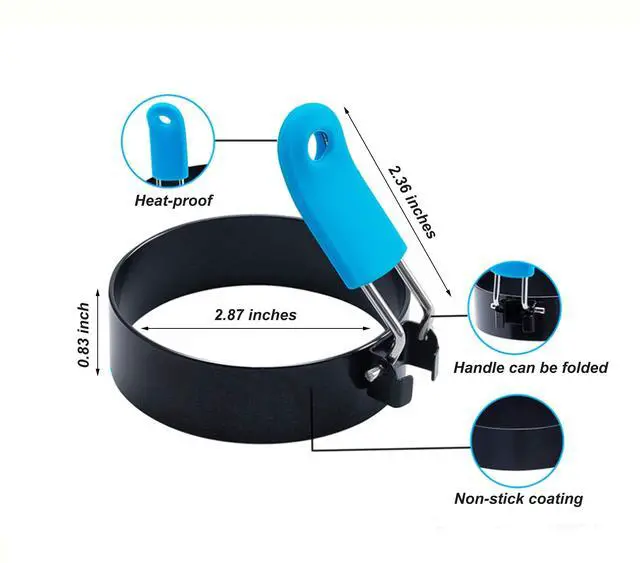 Alt view image 2 of 7 - Set of 4 Egg Rings for Egg Muffins, Round Egg Molds for Frying, Pancake Deep Egg Ring Bread Shaper Mold for Shaping Cooking Eggs