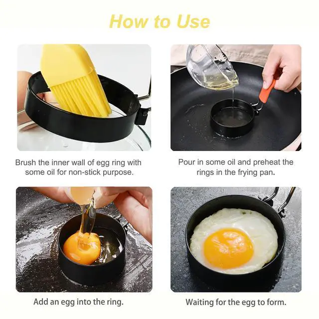 Alt view image 3 of 7 - Set of 4 Egg Rings for Egg Muffins, Round Egg Molds for Frying, Pancake Deep Egg Ring Bread Shaper Mold for Shaping Cooking Eggs