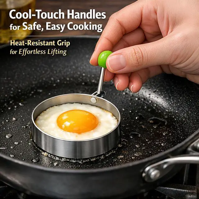 Alt view image 5 of 7 - Pancake & Egg Mold Set 5 Stainless Steel Shapes for Kids Breakfast NonStick Egg Rings for Frying Eggs, Omelets & Mini Pancakes Heart, Star, Flower, Circle & Mouse HeatSafe, Dishwasher Safe