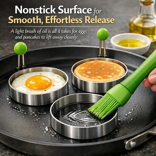 Alt view image 4 of 7 - Pancake & Egg Mold Set 5 Stainless Steel Shapes for Kids Breakfast NonStick Egg Rings for Frying Eggs, Omelets & Mini Pancakes Heart, Star, Flower, Circle & Mouse HeatSafe, Dishwasher Safe