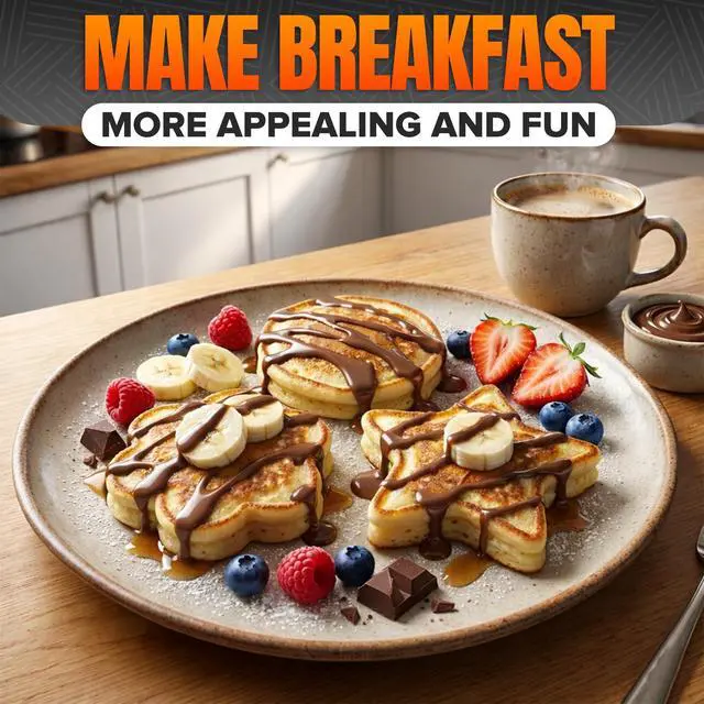Alt view image 6 of 6 - 5 Pcs Pancake Molds for Griddle Stainless Steel Heart Shaped Pancake Mold Set with Ring, Star, Cloud & Mouse Fun Shapes Fried Egg Molds with Foldable Handles for Omelets, Egg Sandwiches & Pancakes