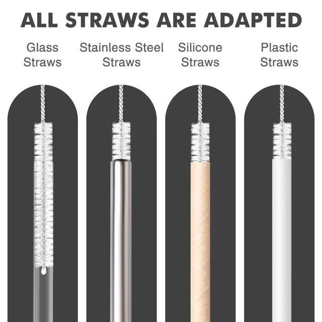 Alt view image 3 of 7 - Straw Cleaner Brush, Reusable Metal Handles Straw Cleaning Brush Extra Long for Mug 40, 30, 20 oz, 10mm 15mm Wide for Sippy Cup, Water Bottle and Tubes Pipe