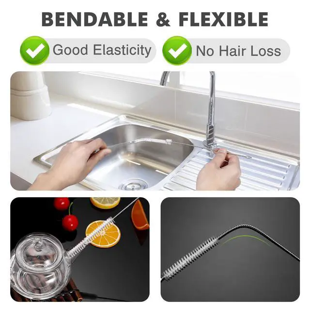 Alt view image 4 of 7 - Straw Cleaner Brush, Reusable Metal Handles Straw Cleaning Brush Extra Long for Mug 40, 30, 20 oz, 10mm 15mm Wide for Sippy Cup, Water Bottle and Tubes Pipe
