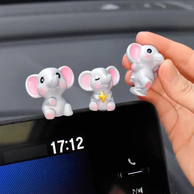Alt view image 2 of 7 - Mini Elephant Figurines Cute Car Dashboard Accessories, 6 Pcs Elephant Decor Resin Animals Car Dash Decorations for Women