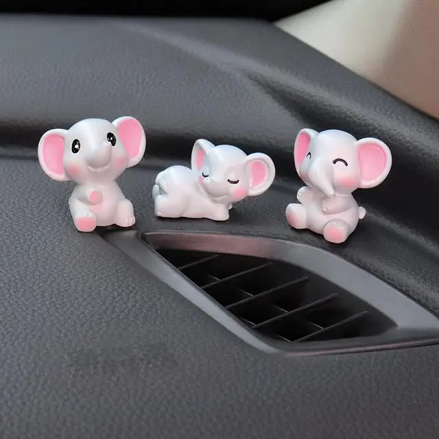 Alt view image 3 of 7 - Mini Elephant Figurines Cute Car Dashboard Accessories, 6 Pcs Elephant Decor Resin Animals Car Dash Decorations for Women