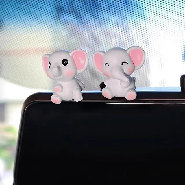 Alt view image 5 of 7 - Mini Elephant Figurines Cute Car Dashboard Accessories, 6 Pcs Elephant Decor Resin Animals Car Dash Decorations for Women