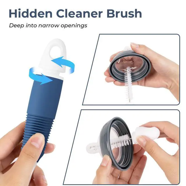 Alt view image 3 of 6 - Bottle Brush Cleaner, Long Flexible Handle Bottle Brush Scrub for Water Bottles, Glasswares, Tumblers, Travel Coffee Mugs, 2 Pack