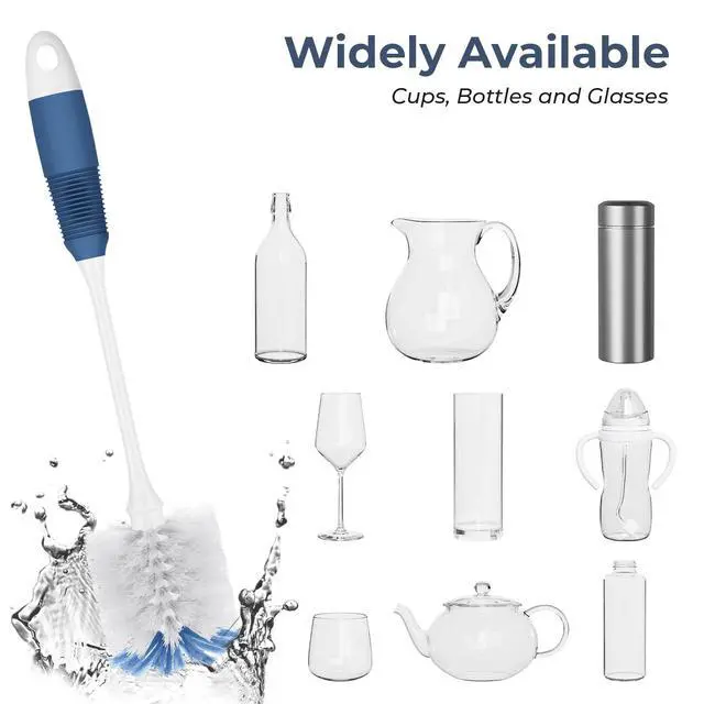 Alt view image 4 of 6 - Bottle Brush Cleaner, Long Flexible Handle Bottle Brush Scrub for Water Bottles, Glasswares, Tumblers, Travel Coffee Mugs, 2 Pack