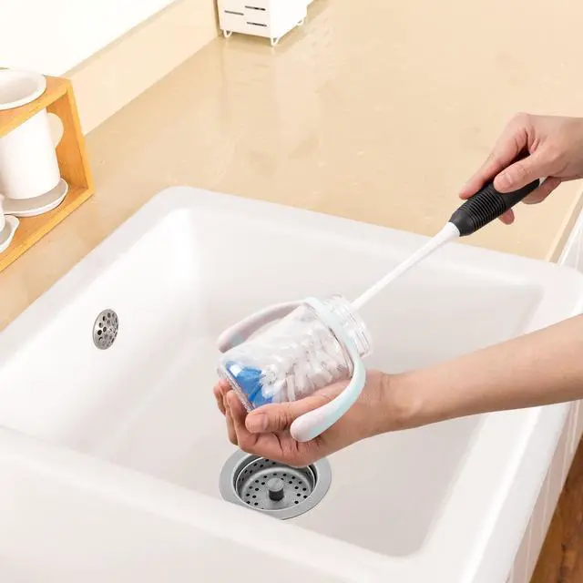 Alt view image 6 of 6 - Bottle Brush Cleaner, Long Flexible Handle Bottle Brush Scrub for Water Bottles, Glasswares, Tumblers, Travel Coffee Mugs, 2 Pack