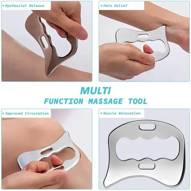 Alt view image 3 of 6 - Stainless Steel Gua Sha Muscle Scraper Tool, Myofascial Scraping Tools for Physical Therapy, Lymphatic Drainage Massager, Soft Tissue Massage Tool